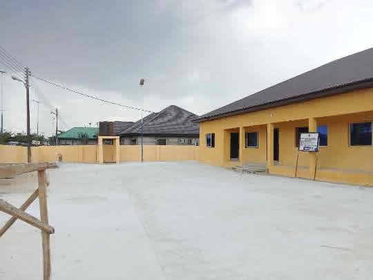 Completed yard slab and buildings